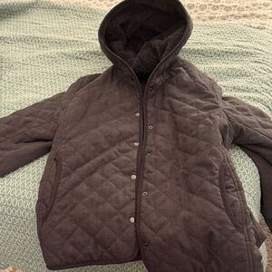 Quilted Black Hooded Coat